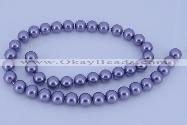 CGL154 10PCS 16 inches 8mm round dyed glass pearl beads wholesale