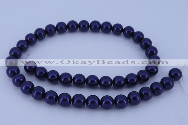 CGL275 5PCS 16 inches 10mm round dyed glass pearl beads wholesale