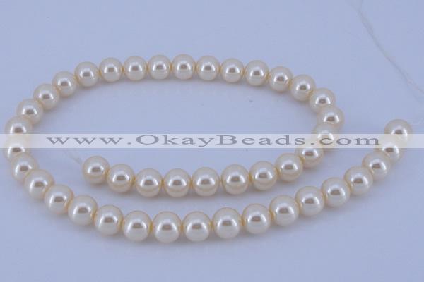 CGL32 10PCS 16 inches 4mm round dyed glass pearl beads wholesale