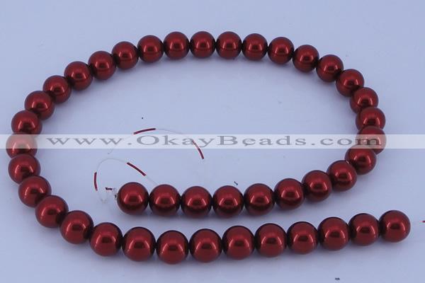 CGL323 10PCS 16 inches 6mm round dyed glass pearl beads wholesale