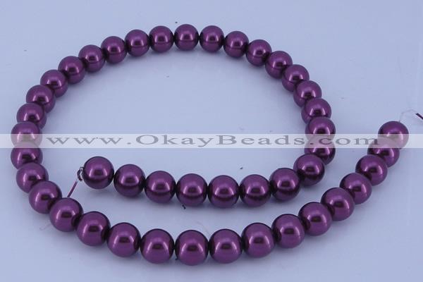 CGL332 10PCS 16 inches 4mm round dyed glass pearl beads wholesale