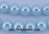 CGL342 10PCS 16 inches 4mm round dyed glass pearl beads wholesale