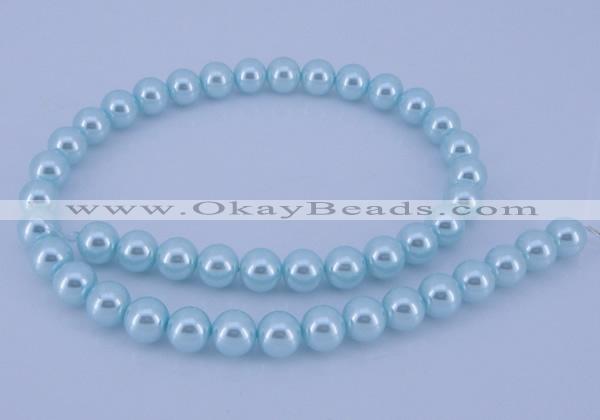 CGL343 10PCS 16 inches 6mm round dyed glass pearl beads wholesale