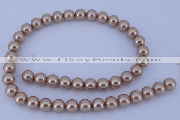 CGL355 5PCS 16 inches 10mm round dyed glass pearl beads wholesale