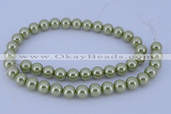 CGL364 10PCS 16 inches 8mm round dyed glass pearl beads wholesale