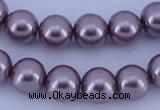 CGL383 10PCS 16 inches 6mm round dyed glass pearl beads wholesale