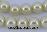 CGL82 10PCS 16 inches 4mm round dyed glass pearl beads wholesale