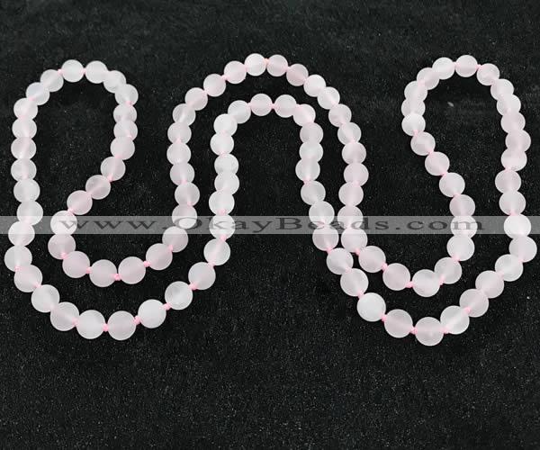 CGN1001 8mm round matte rose quartz 108 beads mala necklaces