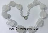 CGN140 19.5 inches 10*14mm - 20*30mm nuggets white crystal necklaces