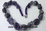 CGN141 19.5 inches 10*14mm - 20*30mm nuggets amethyst necklaces