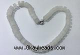 CGN170 20 inches 7*12mm - 9*12mm tyre matte white crystal necklaces