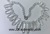 CGN185 23 inches 8*20mm - 11*60mm white crystal stick necklaces