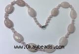 CGN200 22 inches 6mm round & 18*25mm oval rose quartz necklaces