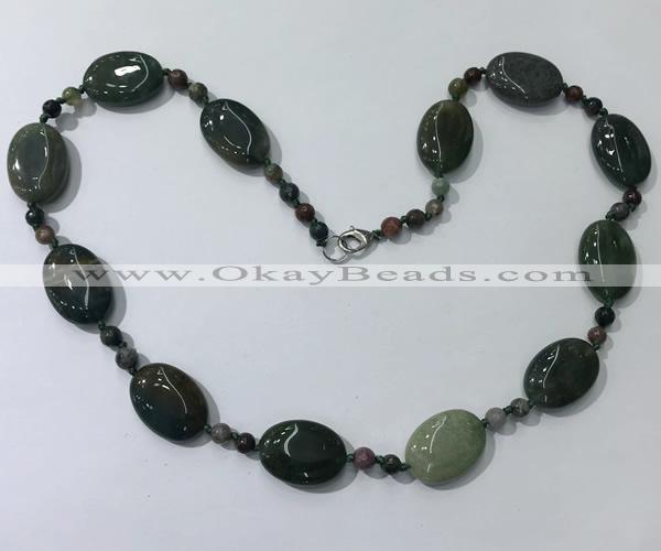 CGN207 22 inches 6mm faceted round & 18*25mm oval agate necklaces