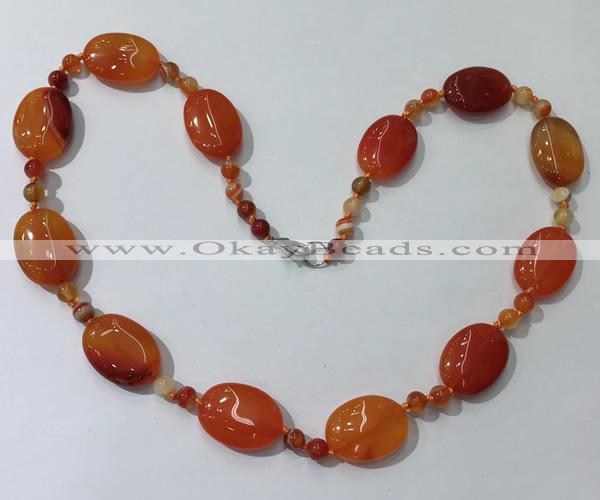 CGN218 22 inches 6mm round & 18*25mm oval agate necklaces