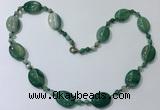 CGN221 22 inches 6mm round & 18*25mm oval agate necklaces