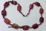 CGN238 22 inches 6mm round & 18*25mm rectangle agate necklaces