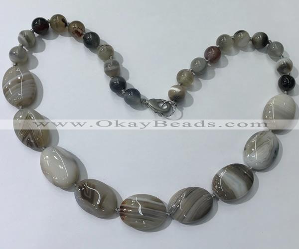 CGN250 20.5 inches 8mm round & 18*25mm oval agate necklaces