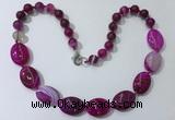 CGN253 20.5 inches 8mm round & 18*25mm oval agate necklaces