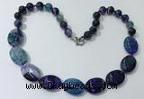 CGN255 20.5 inches 8mm round & 18*25mm oval agate necklaces