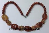 CGN275 18.5 inches 8mm round & 18*25mm oval agate beaded necklaces