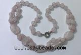 CGN290 24.5 inches chinese crystal & rose quartz beaded necklaces