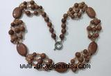 CGN292 24.5 inches chinese crystal & goldstone beaded necklaces