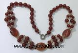 CGN293 24.5 inches chinese crystal & red agate beaded necklaces