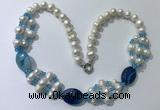 CGN297 24.5 inches freshwater pearl & agate beaded necklaces