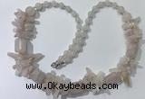 CGN300 27.5 inches chinese crystal & rose quartz beaded necklaces