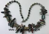 CGN307 27.5 inches chinese crystal & Indian agate beaded necklaces