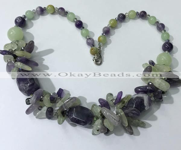 CGN330 20.5 inches chinese crystal & mixed gemstone beaded necklaces