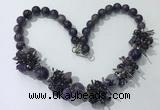 CGN352 19.5 inches chinese crystal & amethyst beaded necklaces