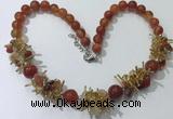 CGN355 19.5 inches chinese crystal & red agate beaded necklaces