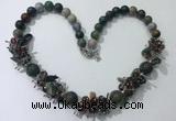 CGN357 19.5 inches chinese crystal & Indian agate beaded necklaces