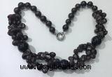 CGN375 19.5 inches round & chips garnet beaded necklaces