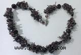 CGN407 19.5 inches chinese crystal & garnet chips beaded necklaces