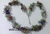 CGN417 19.5 inches chinese crystal & mixed gemstone chips beaded necklaces