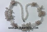 CGN450 25.5 inches chinese crystal & rose quartz beaded necklaces