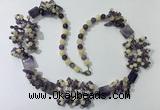 CGN451 25.5 inches chinese crystal & mixed gemstone beaded necklaces