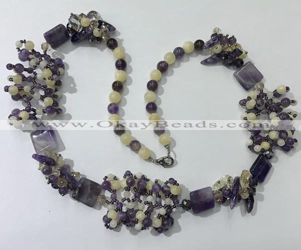 CGN451 25.5 inches chinese crystal & mixed gemstone beaded necklaces