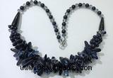 CGN466 22 inches chinese crystal & blue goldstone beaded necklaces