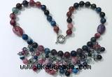 CGN486 21.5 inches chinese crystal & striped agate beaded necklaces