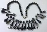 CGN497 21 inches chinese crystal & striped agate beaded necklaces