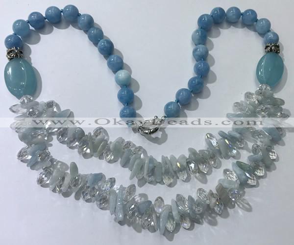 CGN516 23.5 inches chinese crystal & mixed gemstone beaded necklaces