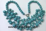 CGN559 19.5 inches stylish 4mm - 12mm imitation turquoise beaded necklaces