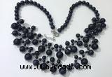 CGN563 19.5 inches stylish 4mm - 12mm blue goldstone beaded necklaces