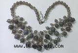 CGN568 19.5 inches stylish 4mm - 12mm grey agate beaded necklaces