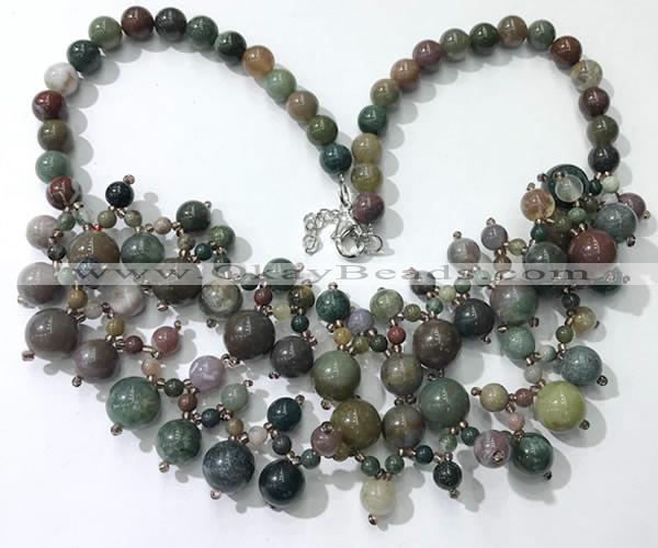 CGN572 19.5 inches stylish 4mm - 12mm Indian agate beaded necklaces