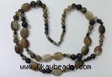 CGN581 23.5 inches striped agate gemstone beaded necklaces